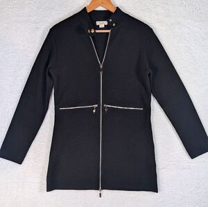 381-Elegant Black Women's Blazer with Zipper‎ Accents
